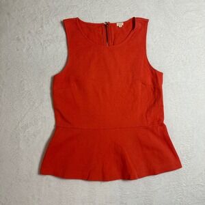 J.Crew Factory Orange Peplum Blouse Size Small Sleeveless Exposed Back Zip Chic